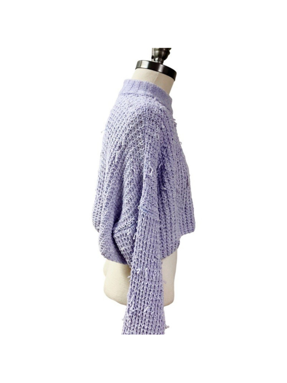 Urban Outfitters Cozy Loop Knit Cropped Sweater MEDIUM Lavender Oversized Fall - Picture 3 of 8